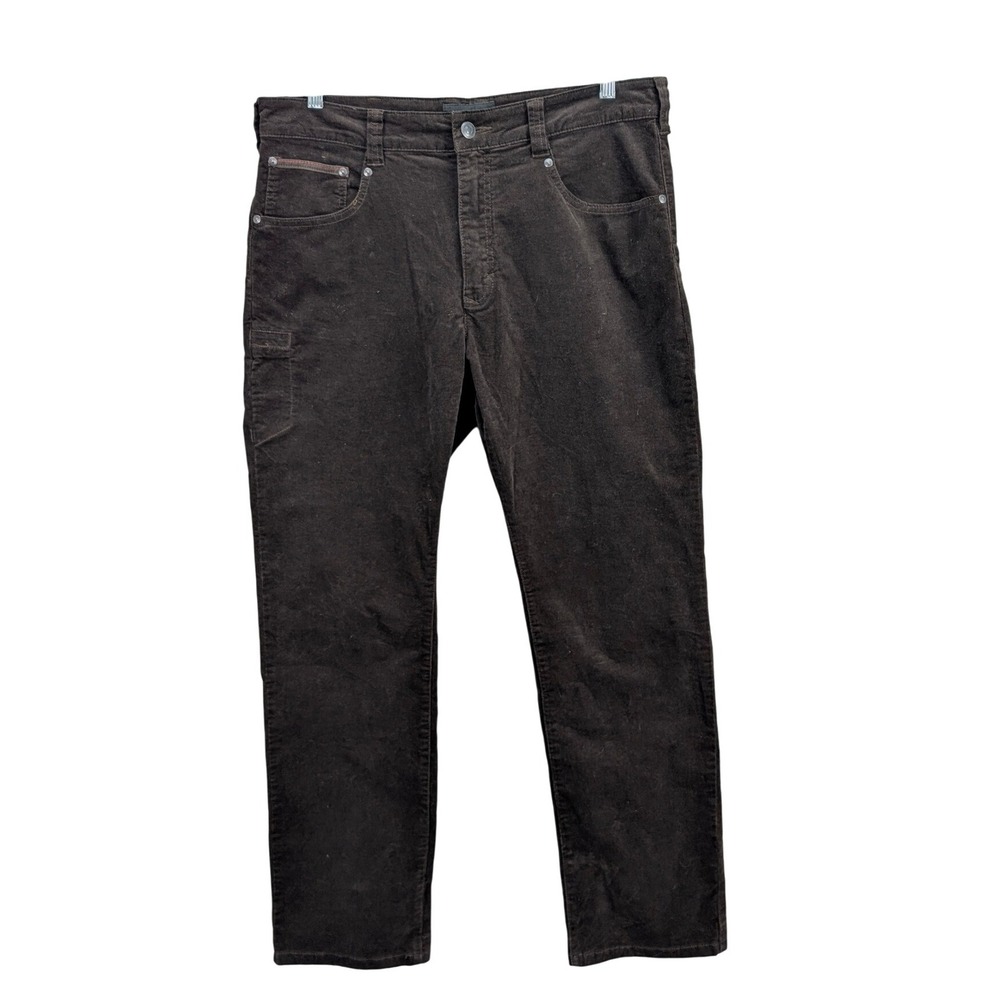 Brothers & Sons Men's Corduroy Pants Size 36x32 Brown Relaxed Fit Casual Stretch